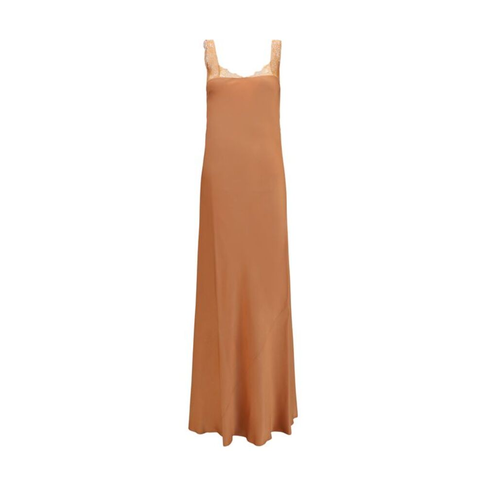 Forte_Forte Women Satin Maxi Dress With Lace Trims